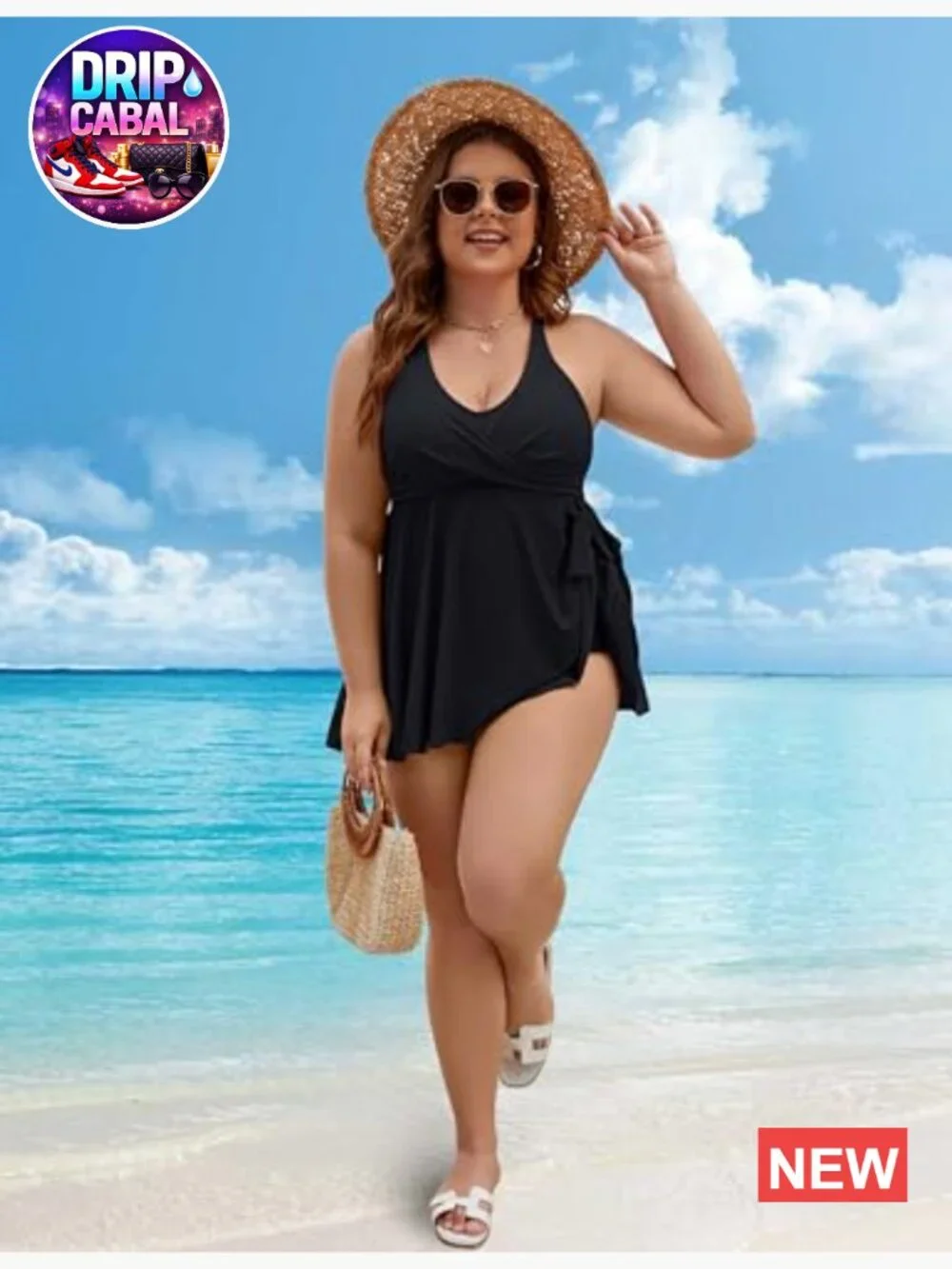 Plus Size Tankini Swimsuit Two Piece Tummy Control Swim Dress with Shorts